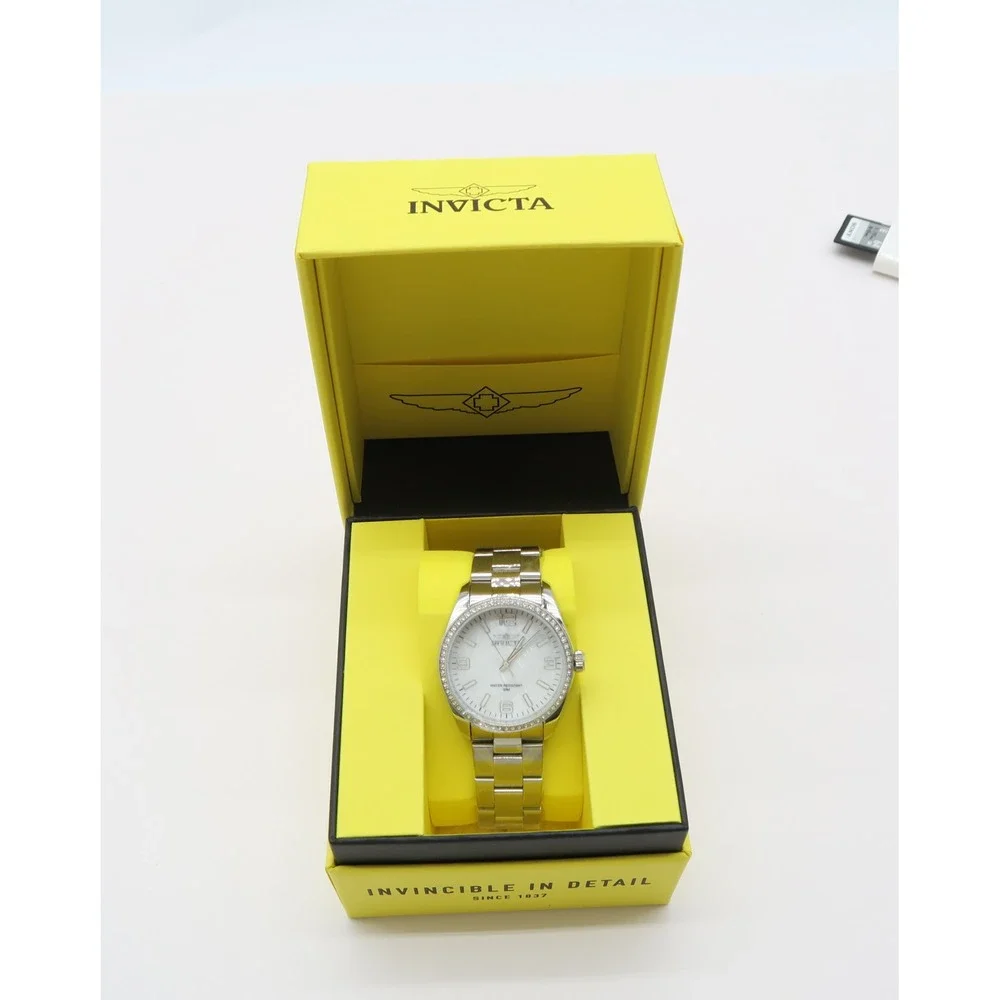 Invicta Specialty Lautus Unisex 38mm Silver Tone Mother of Pearl Crystal Bezel